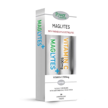 Power of Nature Maglytes with Magnesium & Electrolytes 20αναβρ. δισκία & Vitamin C 500mg stevia 20αναβρ. δισκία
