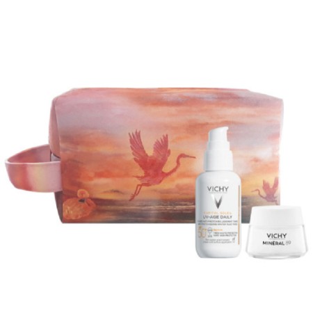 Vichy Summer Pouch 24 με Capital Soleil UV-Age Daily Tinted Αντηλιακό Προσώπου με Χρώμα SPF50+, 40ml & Δώρο Mineral 89 Κρέμα Βοοster Ενυδάτωσης, 15ml & Συλλεκτικό Τσαντάκι, 1σετ