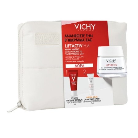 Vichy Promo με Liftactiv H.A Αντιρυτιδική-Συσφικτική Κρέμα Προσώπου Ημέρας, 50ml & Δώρο Liftactiv Specialist B3 Serum Ορός Προσώπου, 5ml, Capital Soleil UV-Age Daily SPF50+ Αντηλιακό Προσώπου, 3ml & Νεσεσέρ, 1σετ