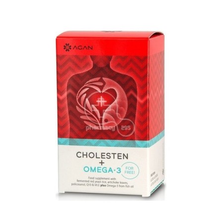 Agan Cholesten + Omega-3 1000mg, Συμπλήρωμα Διατροφής για την Προστασία της Καρδιάς 30 φυτικές κάψουλες