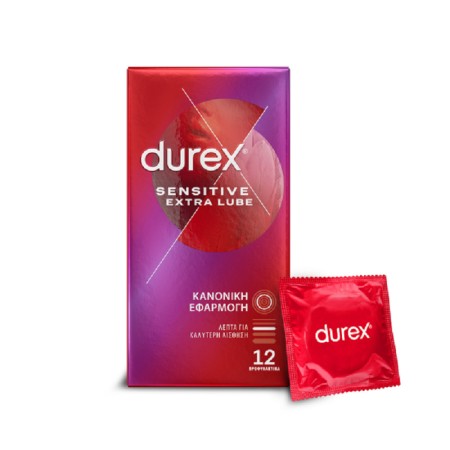 Durex Προφυλακτικά Πολύ Λεπτά Sensitive Έξτρα Λιπαντικό, 12τεμ