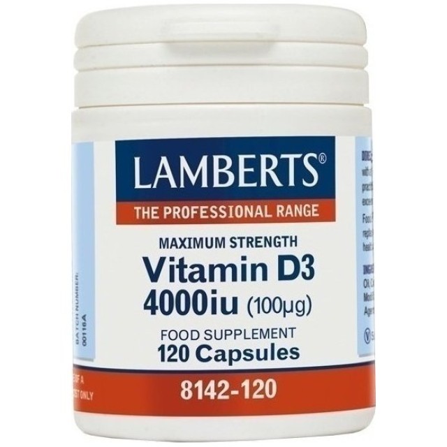 Lamberts Vitamin D3 4000iu, Βιταμίνη D3 για Γερά Οστά και Δόντια 120 κάψουλες